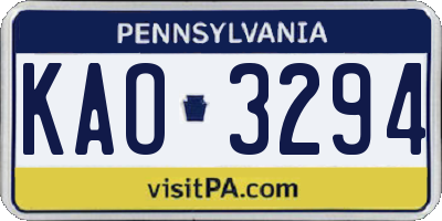 PA license plate KAO3294