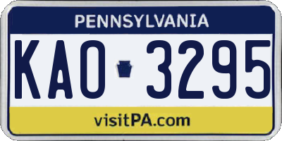 PA license plate KAO3295