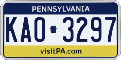 PA license plate KAO3297