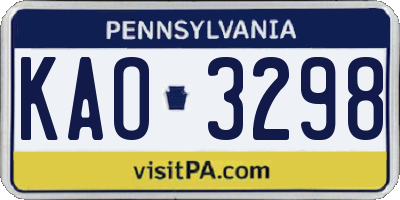 PA license plate KAO3298