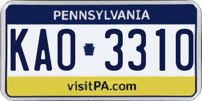 PA license plate KAO3310