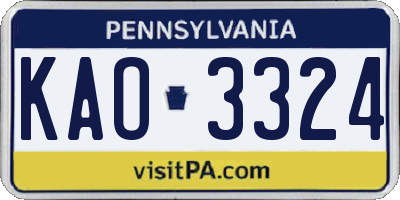PA license plate KAO3324