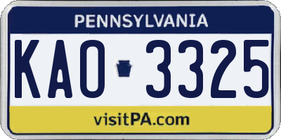 PA license plate KAO3325