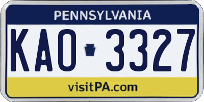 PA license plate KAO3327