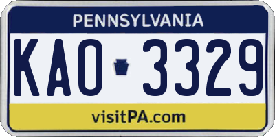PA license plate KAO3329