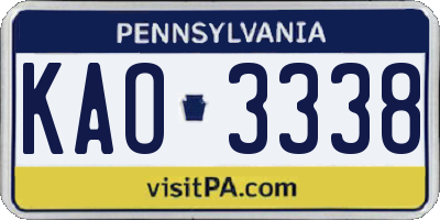 PA license plate KAO3338