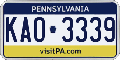 PA license plate KAO3339