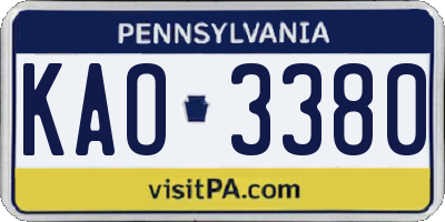 PA license plate KAO3380