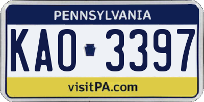 PA license plate KAO3397