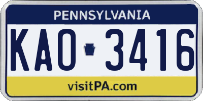 PA license plate KAO3416