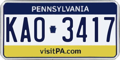 PA license plate KAO3417