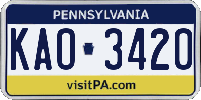 PA license plate KAO3420