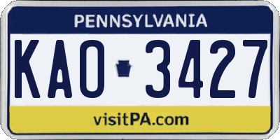 PA license plate KAO3427