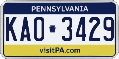 PA license plate KAO3429