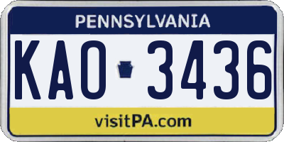 PA license plate KAO3436