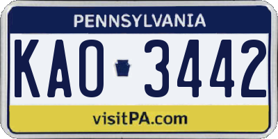 PA license plate KAO3442