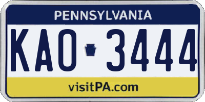 PA license plate KAO3444