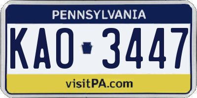 PA license plate KAO3447