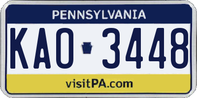PA license plate KAO3448