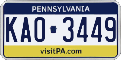 PA license plate KAO3449