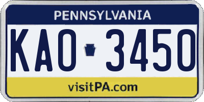 PA license plate KAO3450