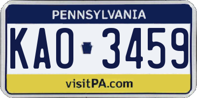 PA license plate KAO3459