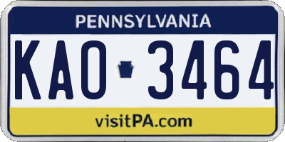 PA license plate KAO3464