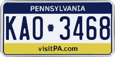 PA license plate KAO3468