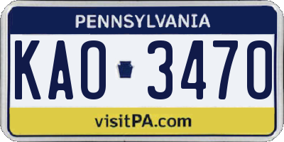 PA license plate KAO3470