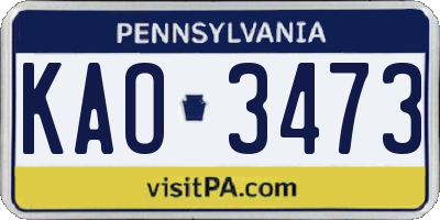 PA license plate KAO3473