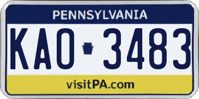 PA license plate KAO3483