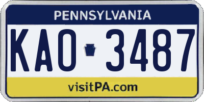 PA license plate KAO3487