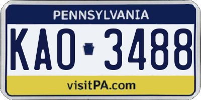 PA license plate KAO3488