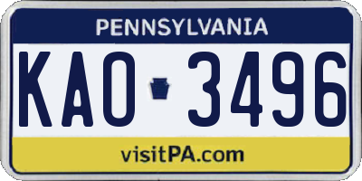 PA license plate KAO3496