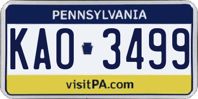 PA license plate KAO3499