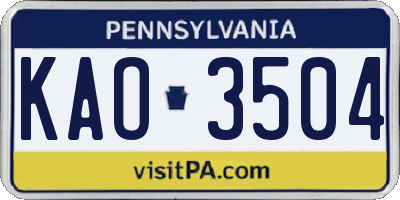 PA license plate KAO3504