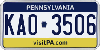 PA license plate KAO3506