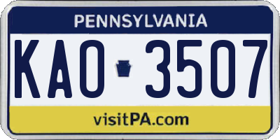 PA license plate KAO3507