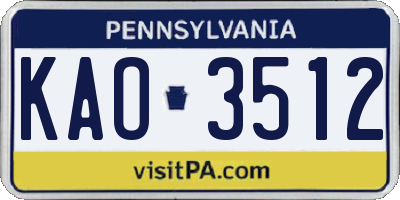 PA license plate KAO3512