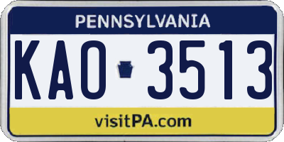 PA license plate KAO3513