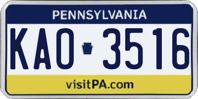 PA license plate KAO3516