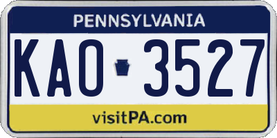 PA license plate KAO3527