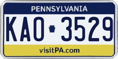 PA license plate KAO3529