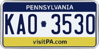 PA license plate KAO3530