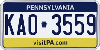 PA license plate KAO3559