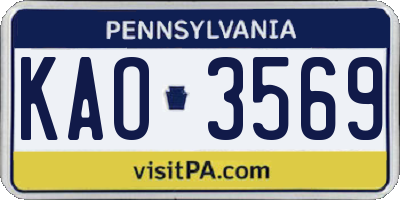 PA license plate KAO3569