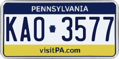 PA license plate KAO3577
