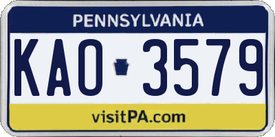 PA license plate KAO3579