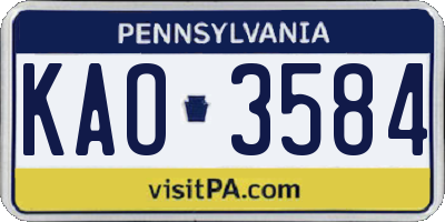 PA license plate KAO3584