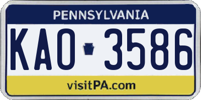 PA license plate KAO3586